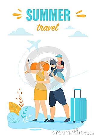 Informational Flyer is Written Summer Travel. Vector Illustration