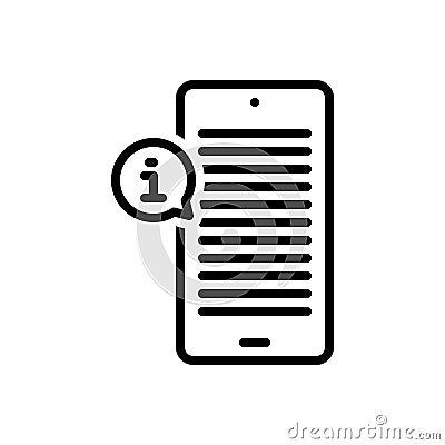 Black line icon for Informational, descriptive and details Stock Photo