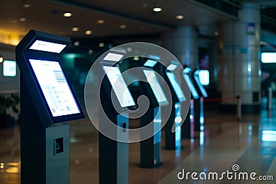 informational kiosk screensavers in a quiet area Stock Photo