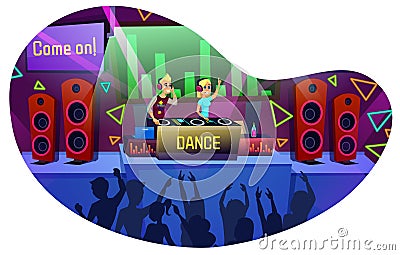 Informational Poster Dance Lettering Cartoon Flat. Vector Illustration