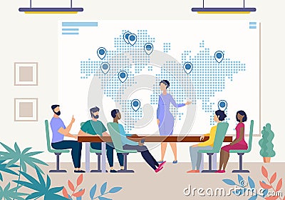 Informational Poster Project Coverage Area Flat. Vector Illustration