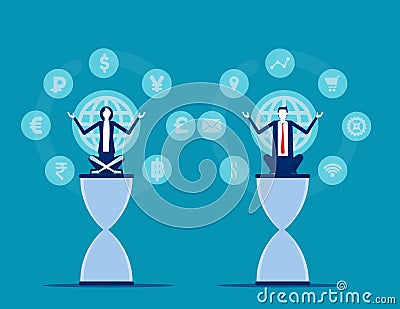 Informative determination and calm at work. Business marketing analysis concept. Contemplation Vector Illustration