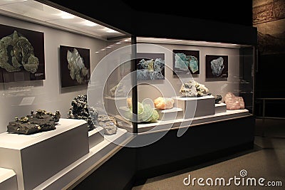 Informative exhibit covering history of the discovery of gemstones in New York, The State Museum, Albany, New York, 2016 Editorial Stock Photo