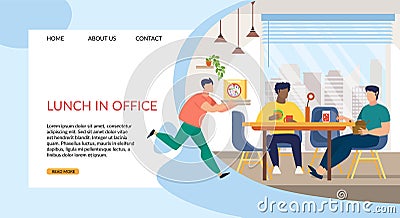 Informative Flyer Inscription Lunch in Office. Vector Illustration