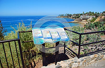 Informative placard in Heisler Park, Laguna Beach, CA Stock Photo