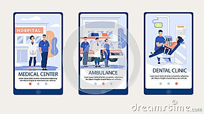 Informative Poster Inscription Medical Center. Vector Illustration