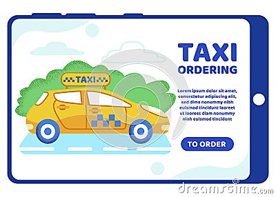 Informative Poster Inscription Taxi Ordering. Vector Illustration