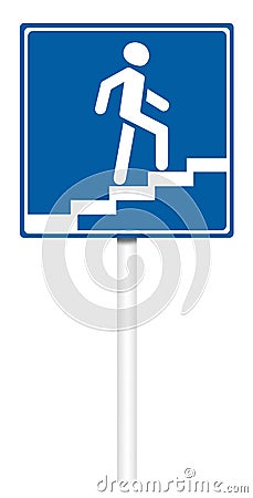 Informative traffic sign - Elevated pedestrian crossing Cartoon Illustration