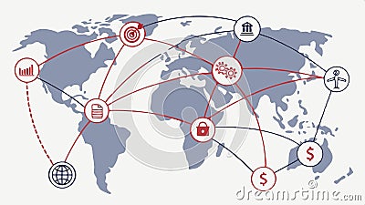 World map pointers illustration, global locations and navigation icons graphic vector design Generative AI Vector Illustration