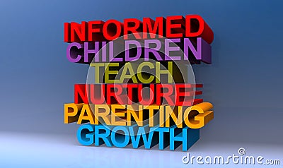 Informed children teach nurture parenting growth on blue Stock Photo