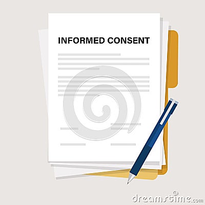 informed consent document signing agreement before hospital treatment procedure paper work Stock Photo