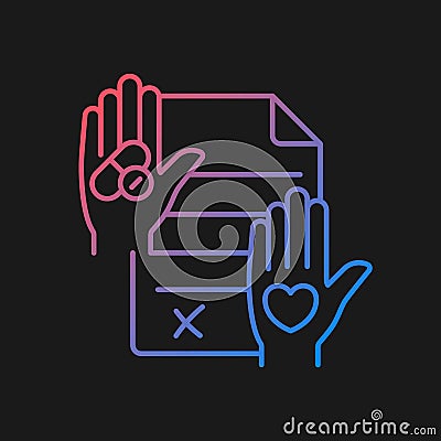 Informed consent gradient vector icon for dark theme Vector Illustration