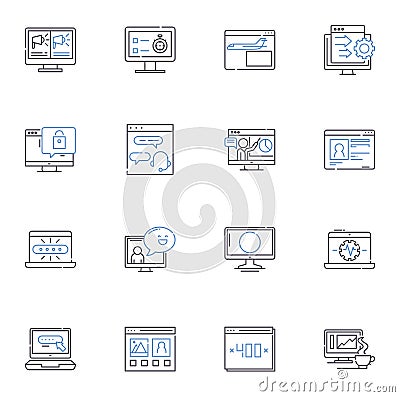 Infosphere line icons collection. Data, Knowledge, Information, Technology, Connectivity, Big data, Analytics vector and Vector Illustration
