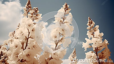 Infrared Filter Flowers On Blue Sky: A Stunning Cinematic Rendering Stock Photo