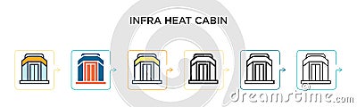 Infrared heat cabin vector icon in 6 different modern styles. Black, two colored infrared heat cabin icons designed in filled, Vector Illustration