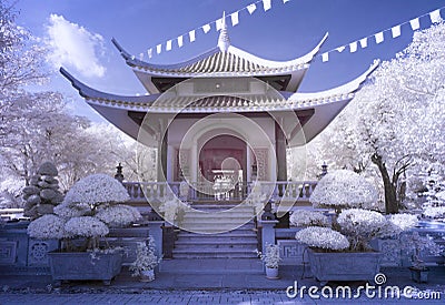 Infrared landscape photo: monument of the liberation army Vietnam Stock Photo