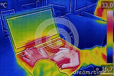 Infrared thermography image showing the heat emission Stock Photo