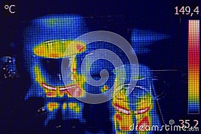 Infrared thermovision image showing cooking Stock Photo