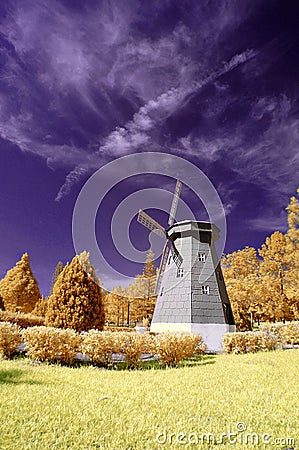 Infrared Windmill Stock Photo