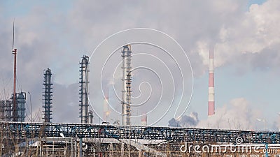 Infrastructure of industrial power plant, tanks and smoking pipes Stock Photo