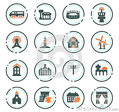 Infrastucture of the city icons set Vector Illustration