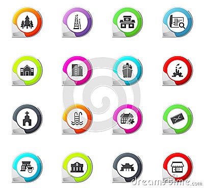Infrastucture of the city icons set Stock Photo