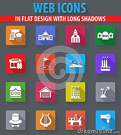 Infrastucture of the city icons set Vector Illustration