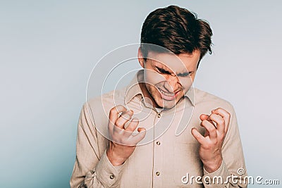 Infuriated rage anger man berserk fury emotion Stock Photo