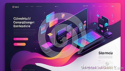 Vector Verve: UI UX Landing Page in Gradient Elegance. AI generate Stock Photo