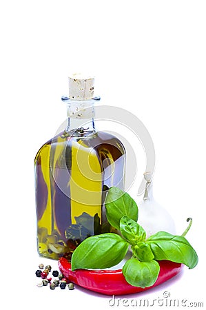 Infused olive oil Stock Photo