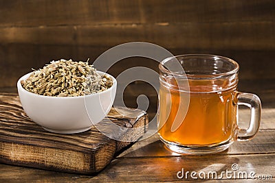 Infusion of fennel seeds - Foeniculum vulgare Stock Photo