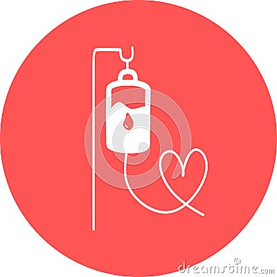 Infusion icon. Intravenous bag, blood, drip. Medical help concept. Vector illustration can be used for topics like hospital, thera Vector Illustration