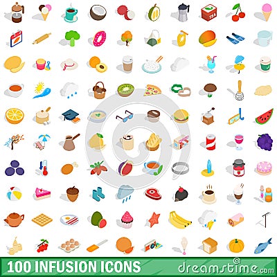 100 infusion icons set, isometric 3d style Vector Illustration