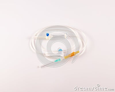 Plastic needle and Luer-Lock infusion kit Stock Photo