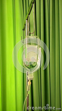 Infusion with physiological solution of sodium chloride Stock Photo