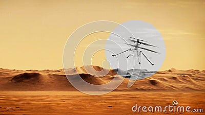 Ingenuity Helicopter Scout Explores Mars.Elements of this image furnished by NASA 3D illustration Cartoon Illustration