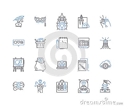 Ingenuity line icons collection. Creativity, Resourcefulness, Ingenuity, Innovation, Inventiveness, Cleverness Vector Illustration