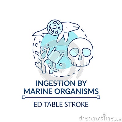 Ingestion by marine organisms concept icon Vector Illustration