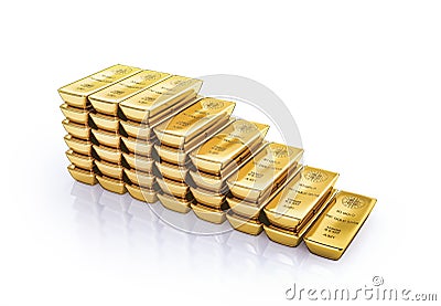 Ingots gold bars stacked Cartoon Illustration