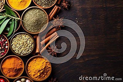 cooking powder food herb natural indian dry seasoning background ingredient spice. Generative AI. Stock Photo