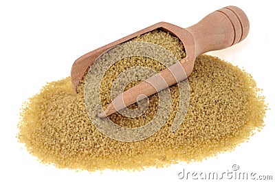 Corn flour wooden spoon close-up on white background Stock Photo