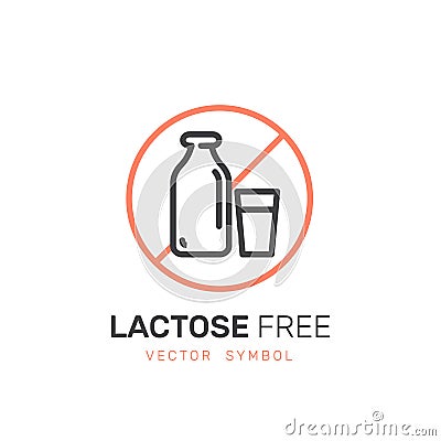 Ingredient Warning Label Icons. Allergens Lactose Diary, Milk. Vegetarian and Organic symbols. Food Intolerance Vector Illustration