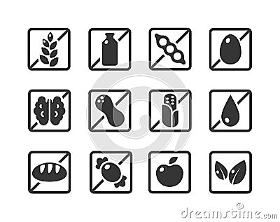 Ingredient warning labels Vector Illustration