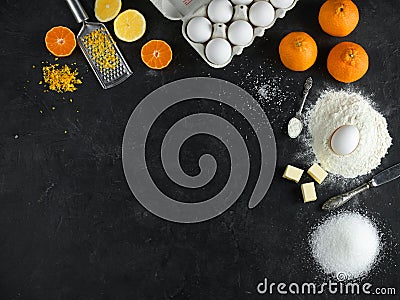 Ingredients for citrus cake Stock Photo