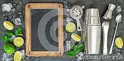Ingredients for cocktail drink. Lime and mint leaves Stock Photo