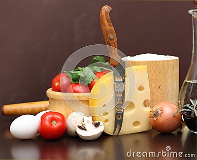Ingredients for cooking pizza. Stock Photo