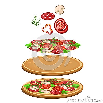 Ingredients for cooking pizza. Vector icon food Vector Illustration