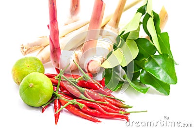 Ingredients For Cooking 'Tom Yum' Dish Chili Hot Spicy Soup Thai Stock Photo