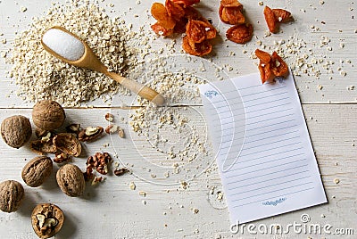 Ingredients for dietary recipe oatmeal cookies Stock Photo