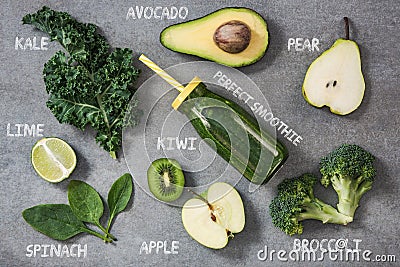Ingredients for green heatlhy smoothie Stock Photo